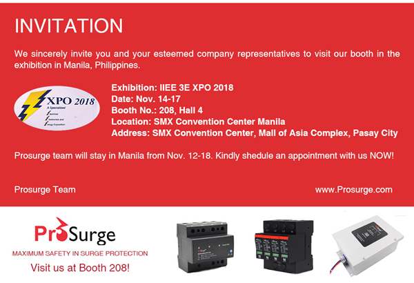 Prosurge’s Invitation to IIEE 3E XPO 2018 (surge protection manufacturer) (3)_1